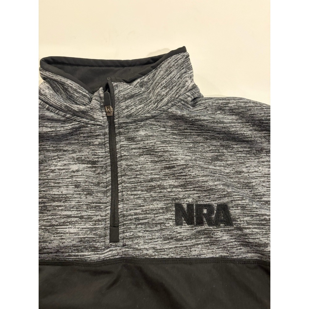 NRA National Rifle Association 1/4 Zip Pullover Gray Black XL Fleece Jacket